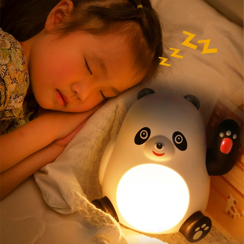 Panda LED Night Light for Children's Bedroom, Carregamento USB, Bedside Warm Light, Proteção para os olhos, Abajur, Decoração do quarto, Presente de aniversário