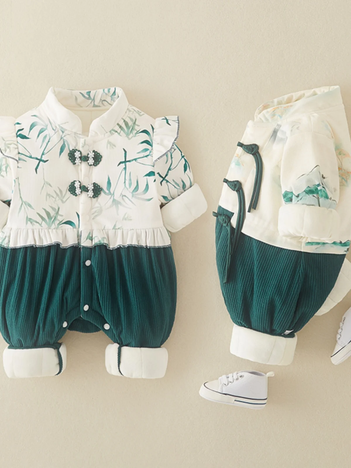 

Newborn Baby Outfit Thin Cotton Rer Suit for Girls Autumn Winter Thermal Clothes Hanfu Cler Clothes Suitable for 7 Yea...