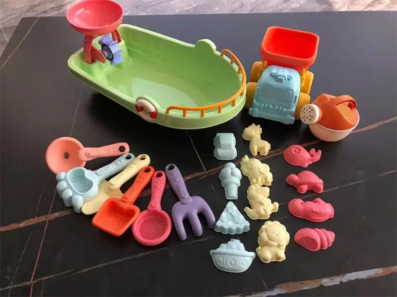21PC Strand Boot Spoil Auto Set Strand Graven Schop Draagbare Zand Spelen Gereedschap Kinderen Speelgoed DIY Mold Baby Spelen water Outdoor Game
