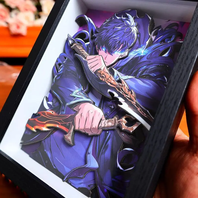 Solo nivelamento anime figura 3d retrato desenhar seong jin woo arise da sombra de alta definição quarto decoração presente