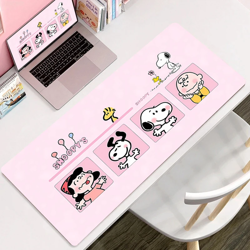 

Cartoon S-Snoopys Kawaii Table Mat 100x50 Pink PC Office Deskmat Keyboard Accessories Mousepad Anime Cute Laptop Carpet for Girl