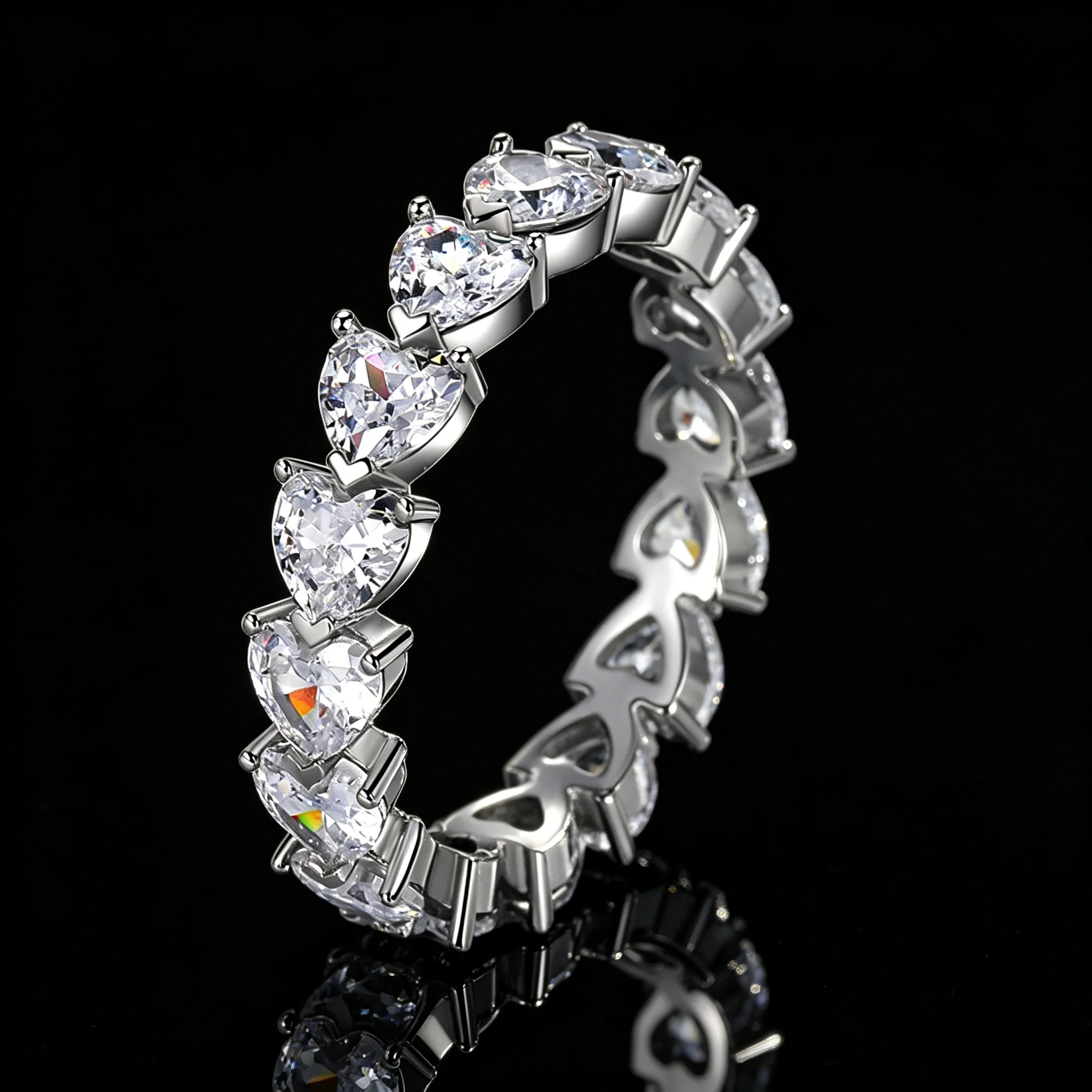 

S925 Sterling Silver Heart Ring with Full Surround Zircon