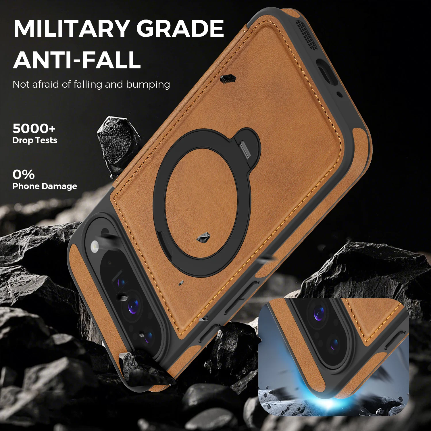 Funda de teléfono tipo billetera de cuero magnética con soporte de anillo giratorio 360 para Google Pixel 10 Pro XL 9A 9 8 8A a prueba de golpes para Magsafe