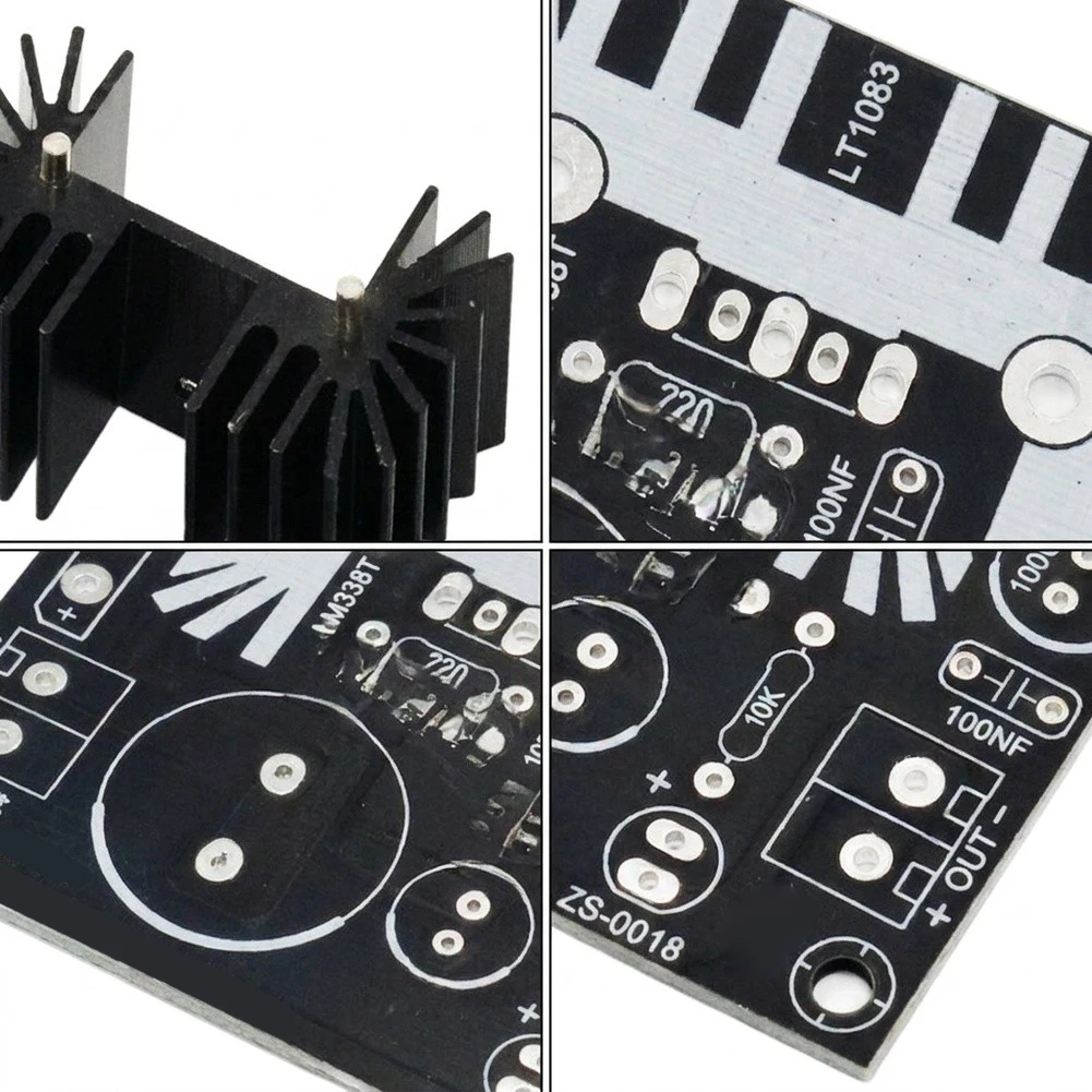 For LM317 For LM338 Variable Output Module Adjustable PSU Board Output 1.25V-37V Range Thick Aluminum Heatsink