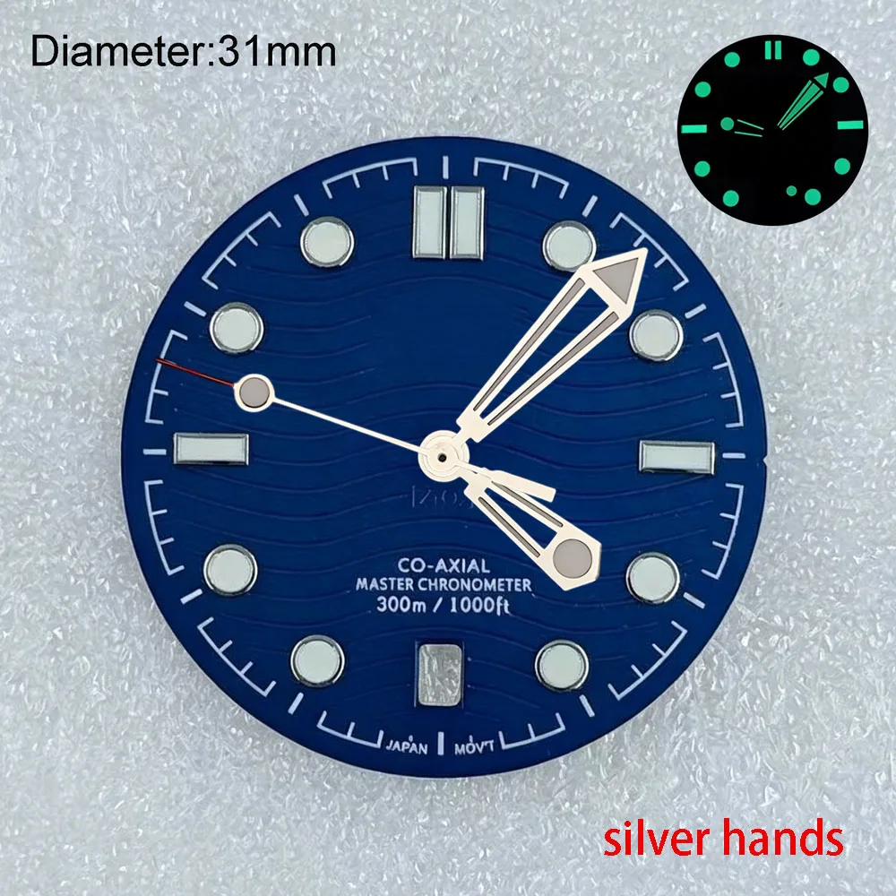 31mm nh35 S logo dial date at 6 o'clock sea master s dial for nh35 movement black water wave dial 210.32.42.20.01.001 watchmods - view 4