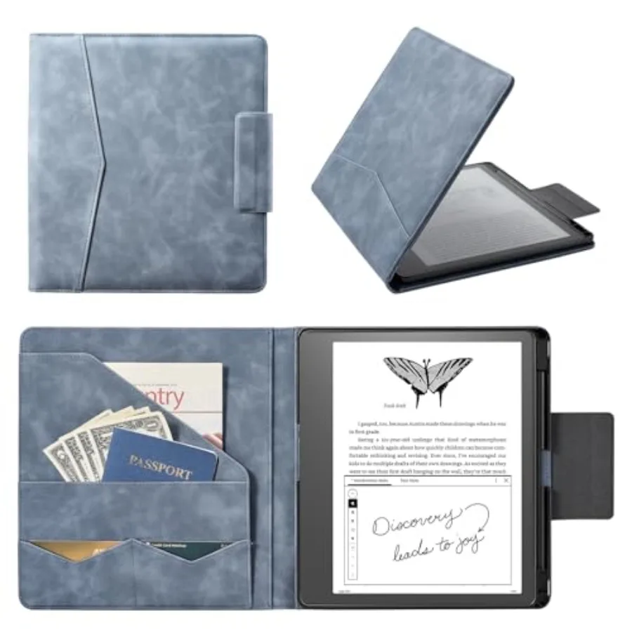 

Премиальный чехол из искусственной кожи для Kindle Scribe 10.2 TouchPad D10 Boox Note Air 3, фолио-обложка с держателем для стилуса, функцией автоматического сна/пробуждения и слотом для карт