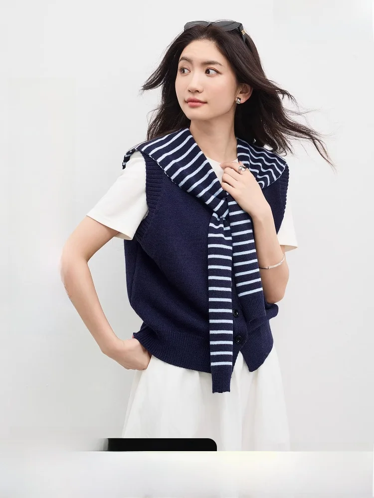 

Весенний женский жилет для поездок на работу, простой, с V-образным вырезом, на одной пуговице, со съемными полосками, суперэластичный, вязаный, модный, деловой стиль