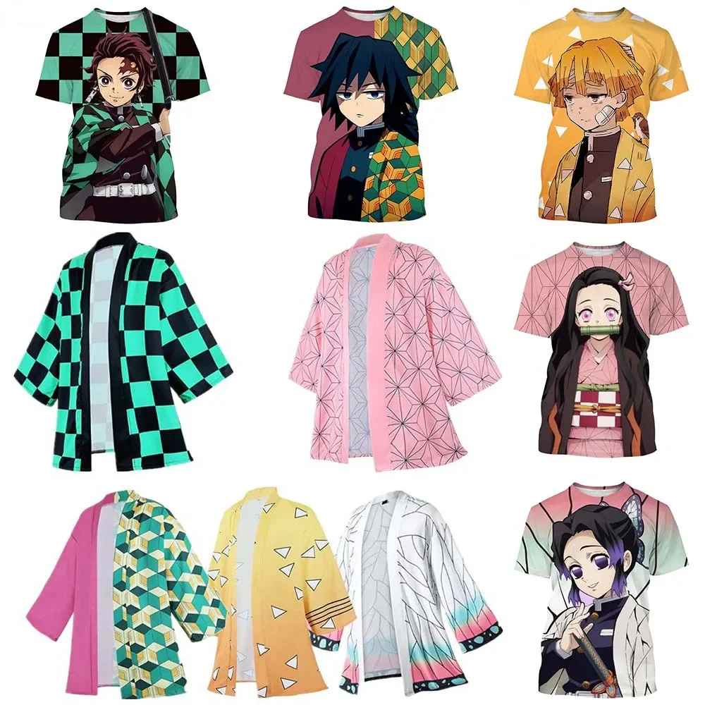 

Anime Demon Slayer Character Kamade Zezeko Pink Women's Kimono Cardigan Kamado Tanjirou Green Black Checkered Men Japanese Haori