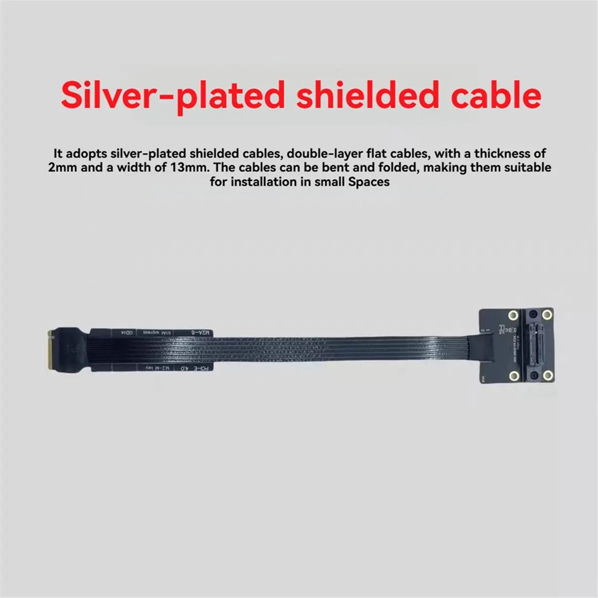 (ABGQ) M.2 M-EKY High-Speed Extension Cable PCIe 4.0 M.2 NVMe SSD Extension Cable Silver-Plated Wires M.2 Vertical Socket 30cm