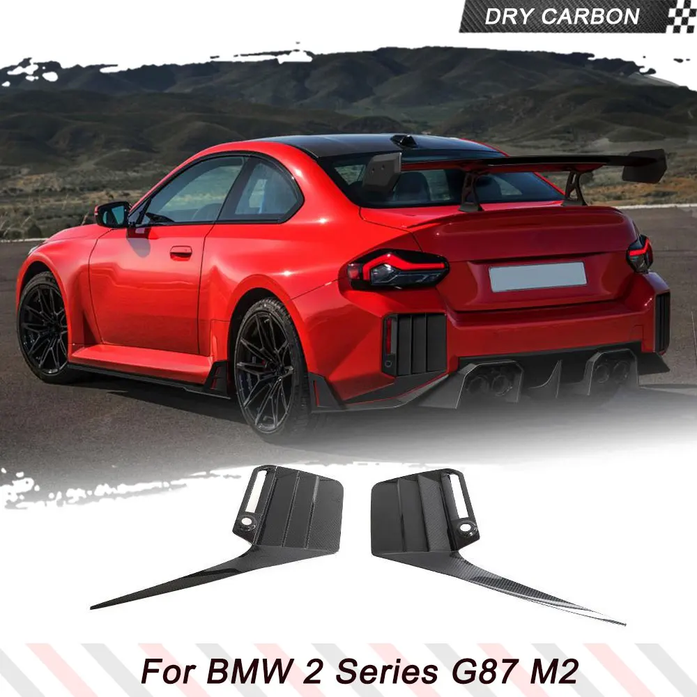 Dry Carbon Fiber Car Rear Bumper Canards Trim Cover For BWM 2 Series G87 M2 2022UP Car Rear Bumper Splitters Side Vent Trim