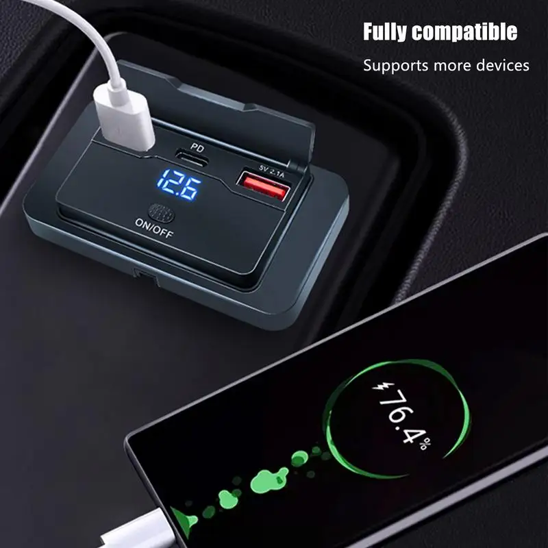 

USB-порт для автодома, 76 Вт, двухпортовый USB-адаптер для зарядного устройства, розетка для модификации автомобиля без сверления, зарядная панель для автофургонов, лодок