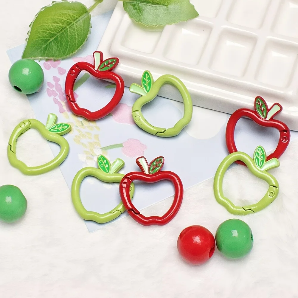 8 clips para llaveros con forma de manzana de color caramelo, para llaves, botellas de agua, correas para perros y decoración de bolsos