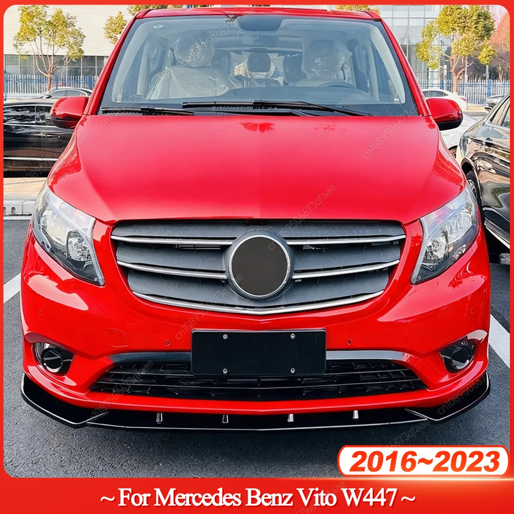 

3Pcs Car Front Bumper Lip Spoiler Splitter For Mercedes Benz Vito W447 V220 V250 V260 2016-2023 ABS Gloss Black Bodykits Tuning