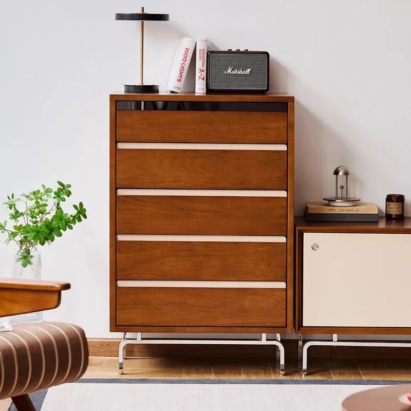 

LRetro solid wood storage locker, living room against the wall, side drawer cabinet