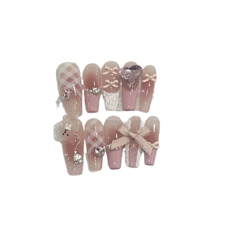 

Чистый ручной ногти, высокостворчатый дизайн ногтей медведя, пластырь, французский высокотехнологичный патч для дизайна ногтей, съемный