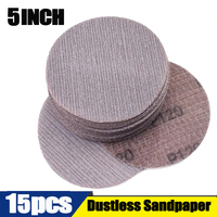 15pcs 5inch 125mm Mesh Sanding Discs Hook & Loop Abrasive Dust Free Grid Sanding Paper Anti-Blocking Grinding Sandpaper for Car