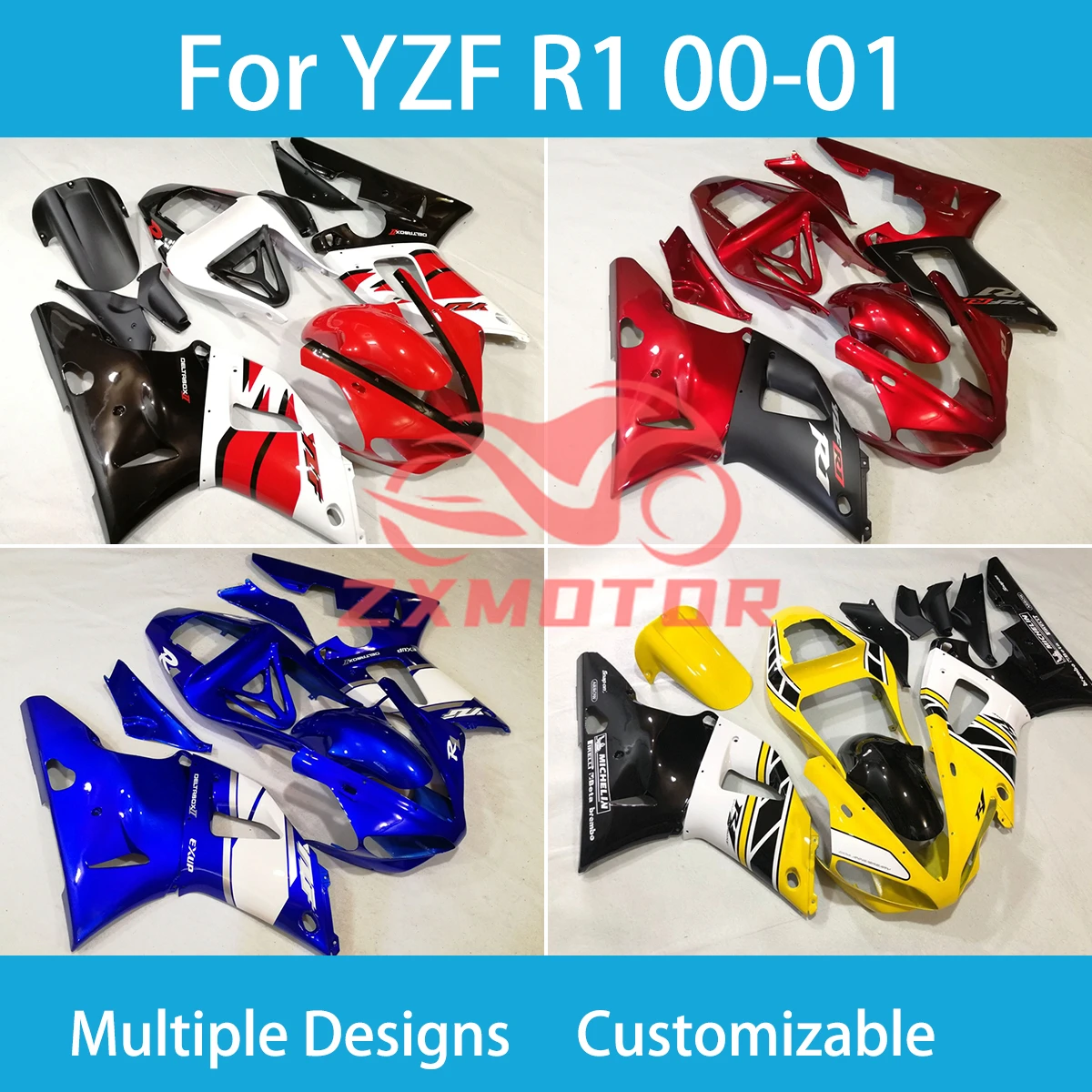 YZF R1 2000 2001 ABS Fairings for Yamaha YZF R 1 00 01 Good Quality Motorcycle Customizable Injection Bodywork Fairing Kit