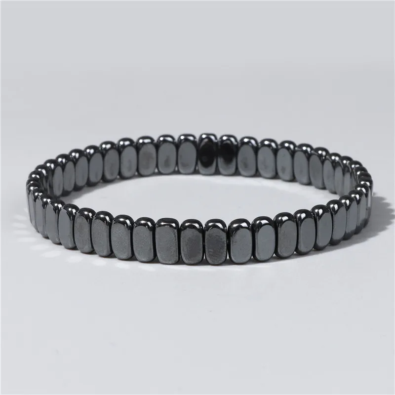 Bracciale in pietra di ematite nera non magnetica donna uomo perline di guarigione braccialetti per terapia perdita di peso gioielli per braccialetti sanitari