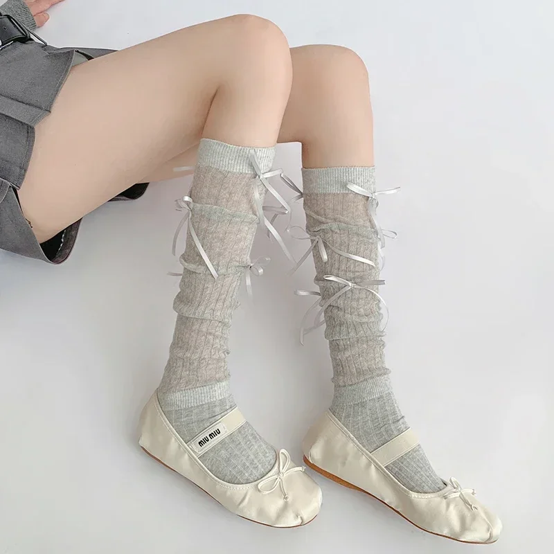 Kawaii Bowknot جوارب طويلة إلى الركب الفخذ العليا جوارب لطيف الجوارب الطويلة جوارب النساء لوليتا JK النمط الياباني الفخذ العليا جورب جديد