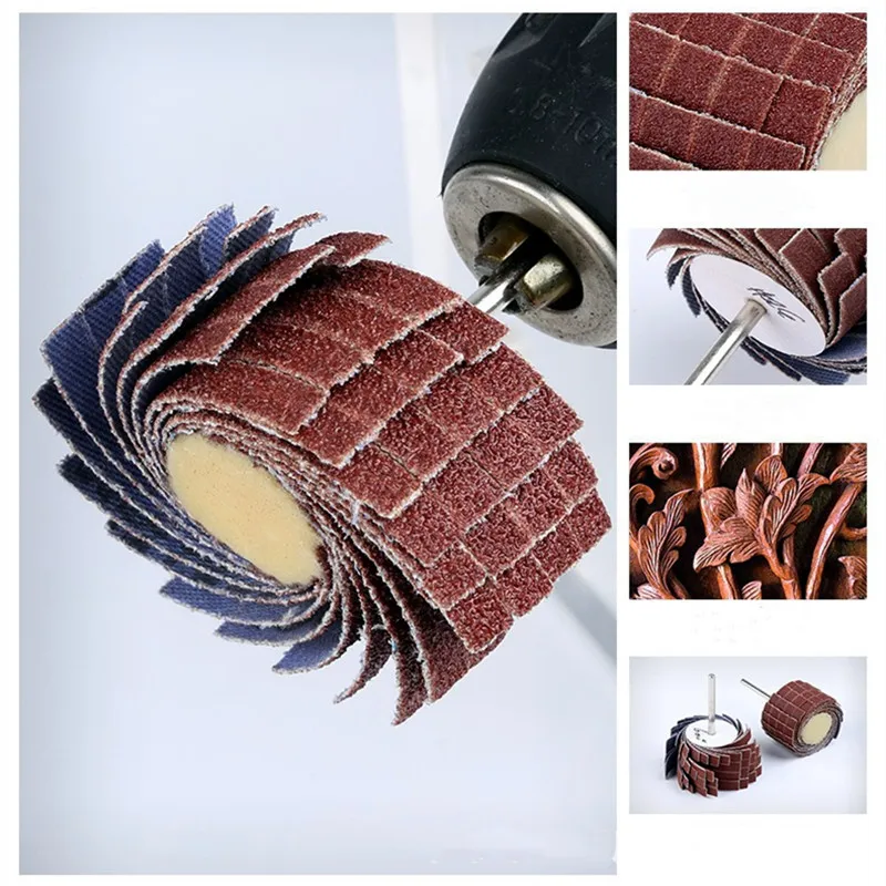 1 piece 35*50*6mm Mounted Abrasive Sanding Cloth Wire Striping Grinding Wheel for Curved Surface Wood Carving Polishing