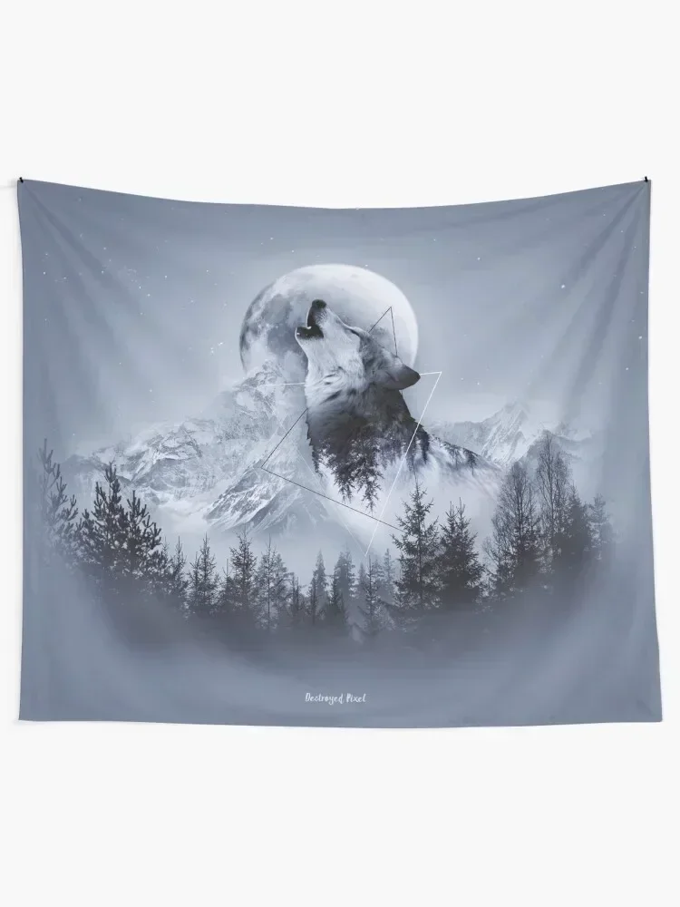 

Howl with the Wolf Tapestry House Decoration Bedroom Organization And Decoration Room Aesthetic Decor Tapestry