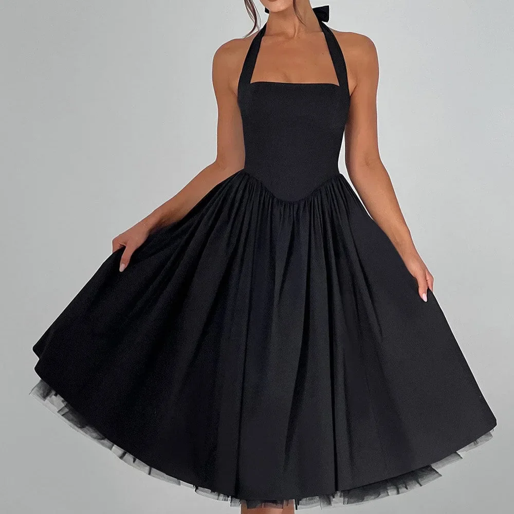 Elegante Schlinge, schlanke lange Kleider für Frauen, 2022, Sommermode, ärmellos, rückenfrei, A-Linie, Neckholder, Maxikleid, elegante Vestidos
