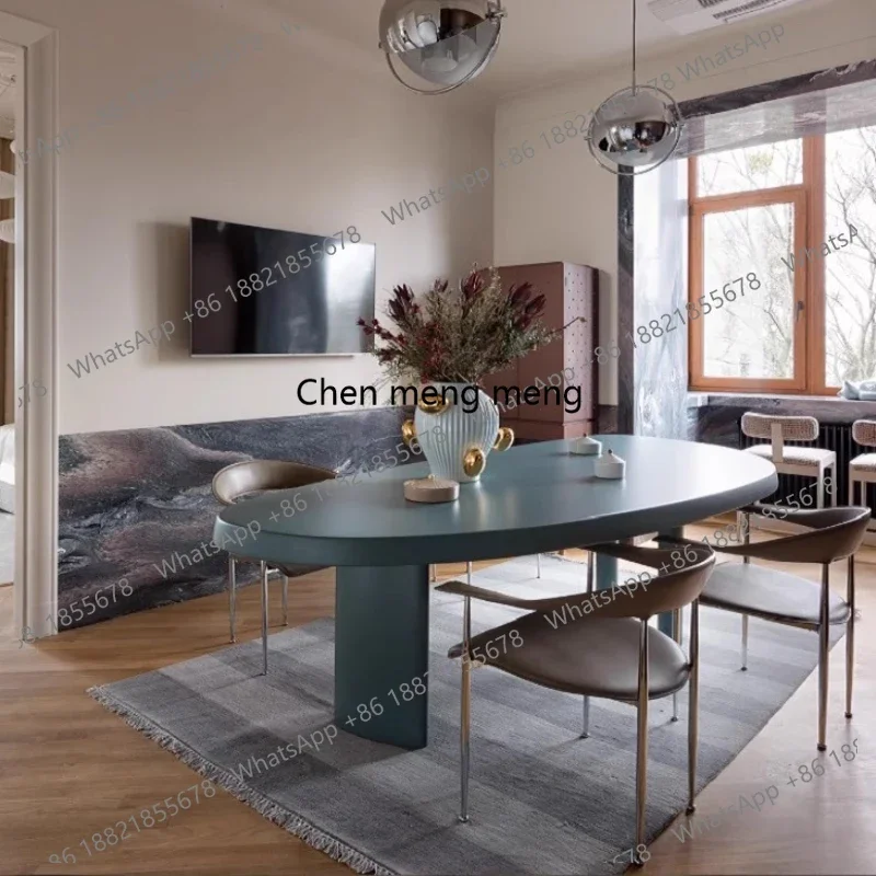 Mesa de Comedor Nórdica de Lujo R, Mesa de Comedor Ovalada de Madera, Estilo Vintage Relajante, Muebles Modernos para el Hogar, Conjuntos de Muebles de Jardín, Muebles de Cocina