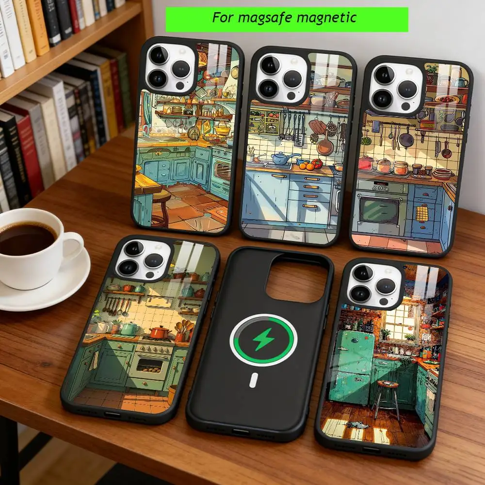 

Cute anime kitchen pattern Phone Case For iPhone17,16,15,14,13,12,11 Plus,Pro Magnetic For Magsafe Wireless Charging