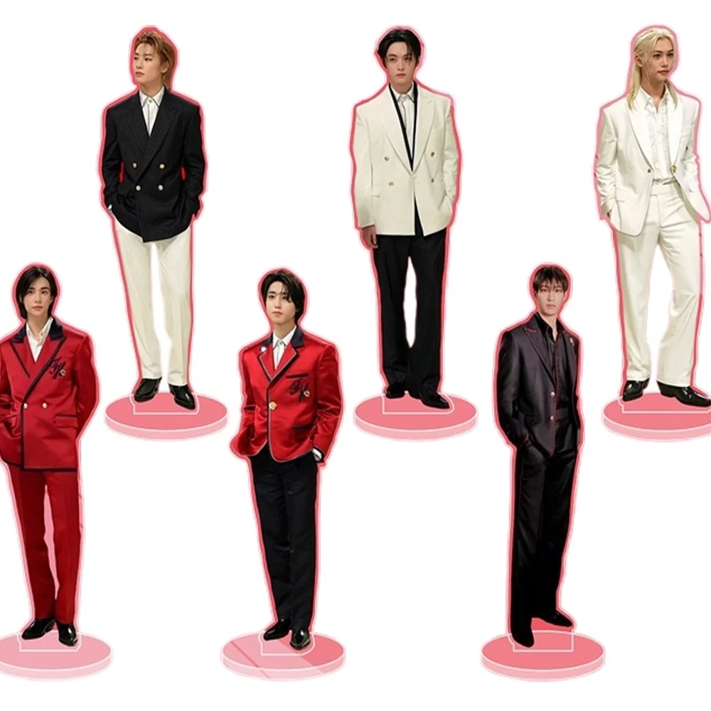 Popular Idol Boys Group Stand Cartoon Acrylic Figures Bancan Red Suit 5-star Standing Model Plate Desk Decor Fan Collection Gift