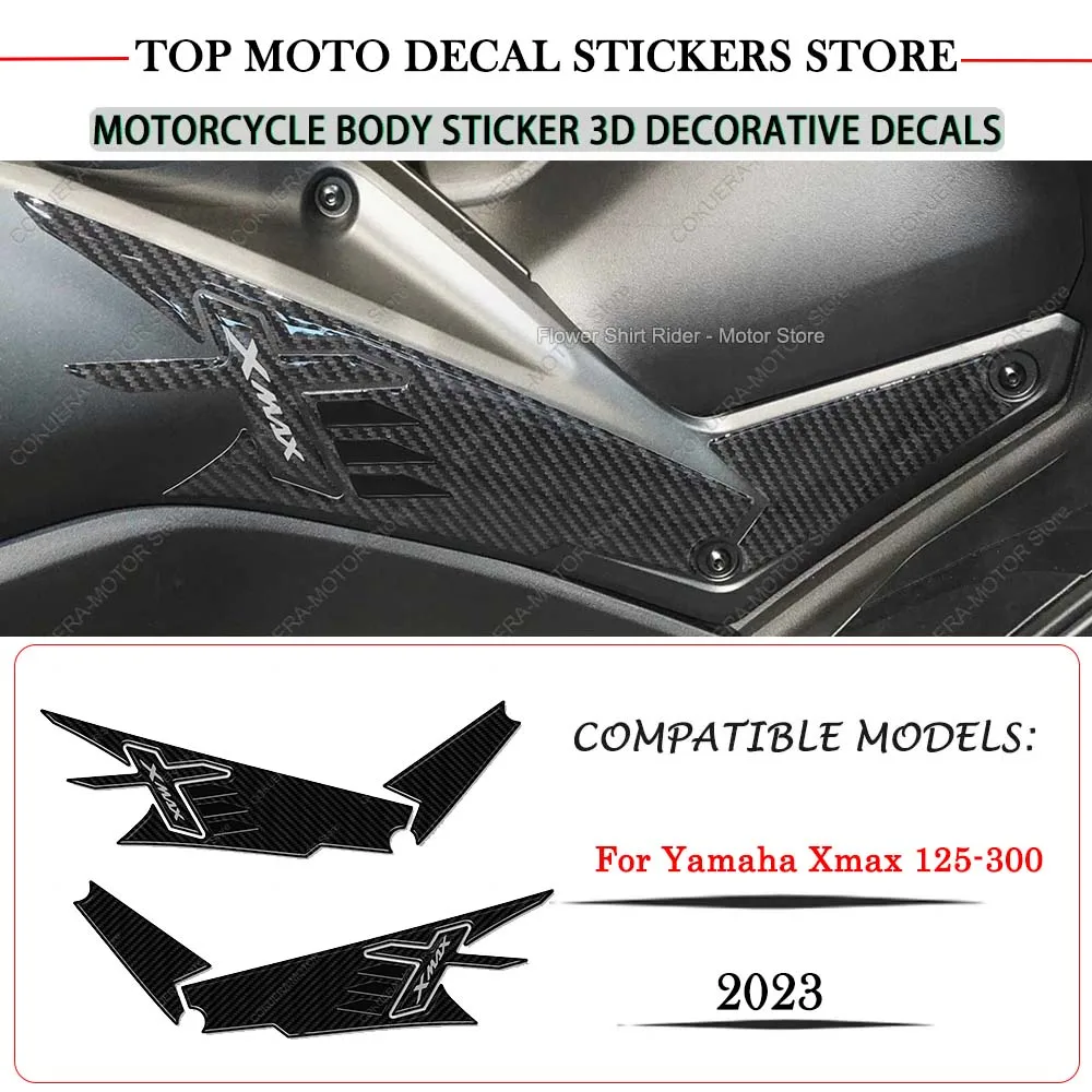 For Yamaha Xmax 125-300 2023 3D Epoxy Resin Decorative Sticker Waterproof Scratch-Resistant Motorcycle Side Protection Stickers