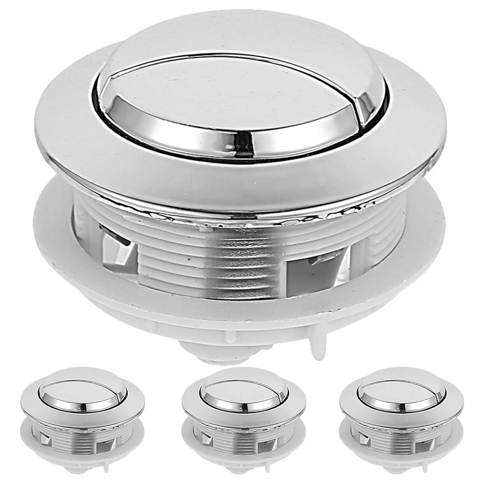 

4Pcs Universal Toilet Tank Buttons Replacement Flush Button for Water Toilet Rustproof Electroplated Premium Material Simple
