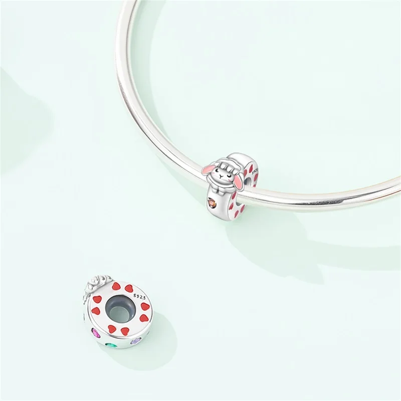 

2026 Popular 925 Sterling Silver Cute Little Lamb Interval Charms Beads Fit Original DIY For Women Birthday Party Jewelry Gifts