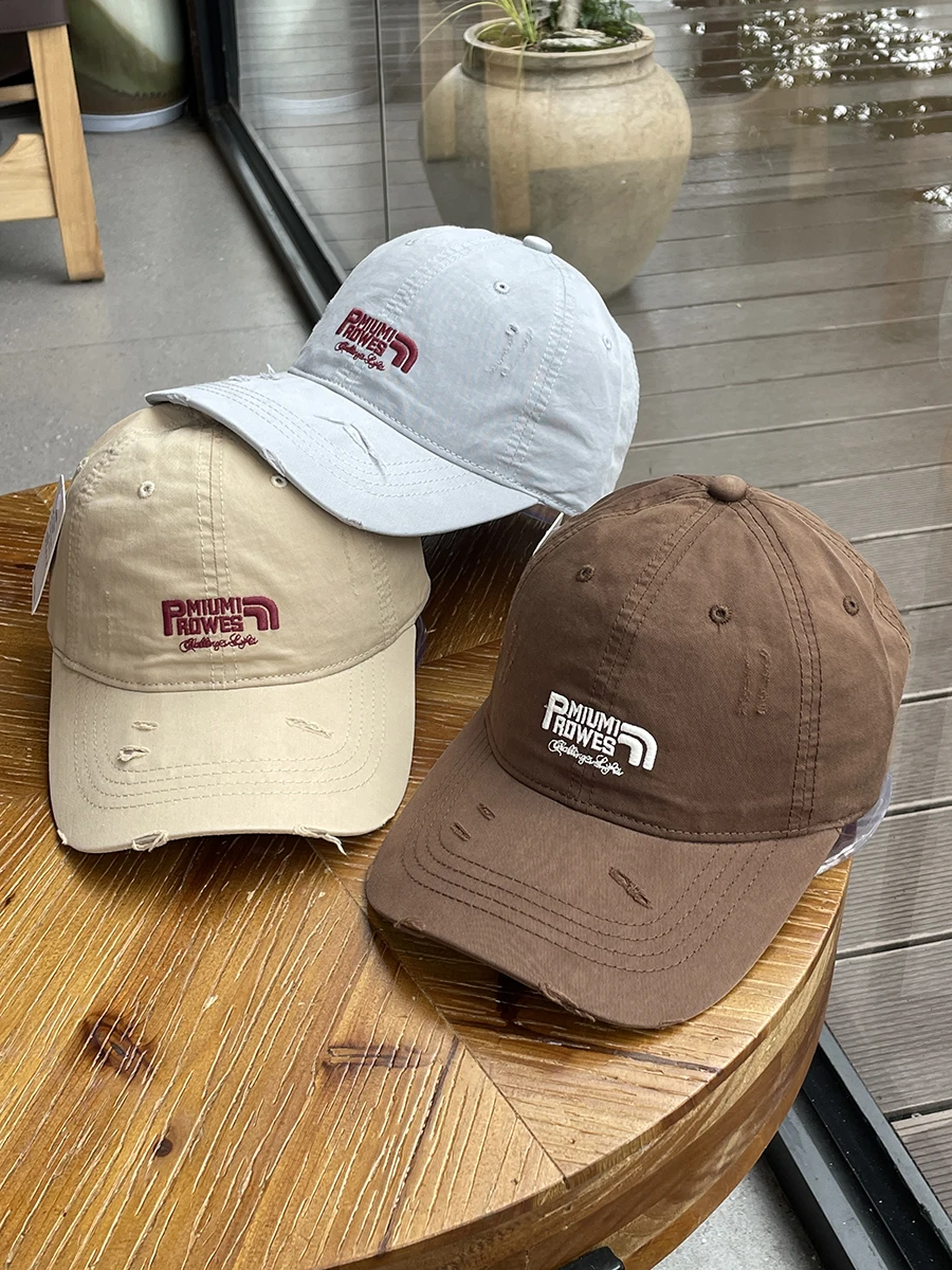 Spring outing baseball cap wide brim soft top letter embroidery cap men