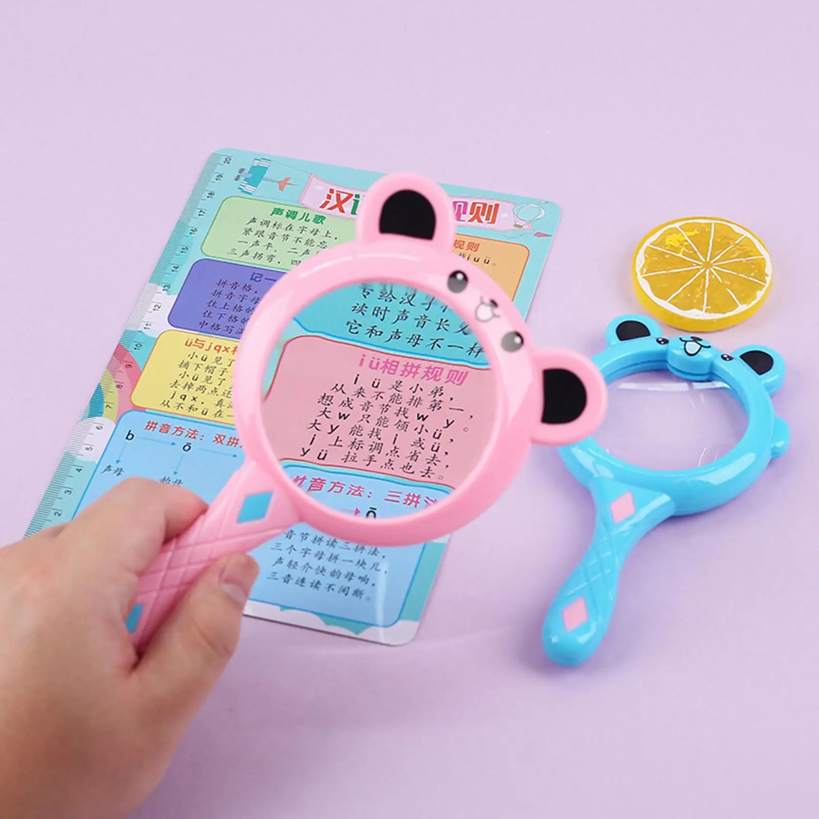 Plastic Silicone Handheld Magnifier 3X Cartoon Educational Tool for Kids Science Observation and Gifts