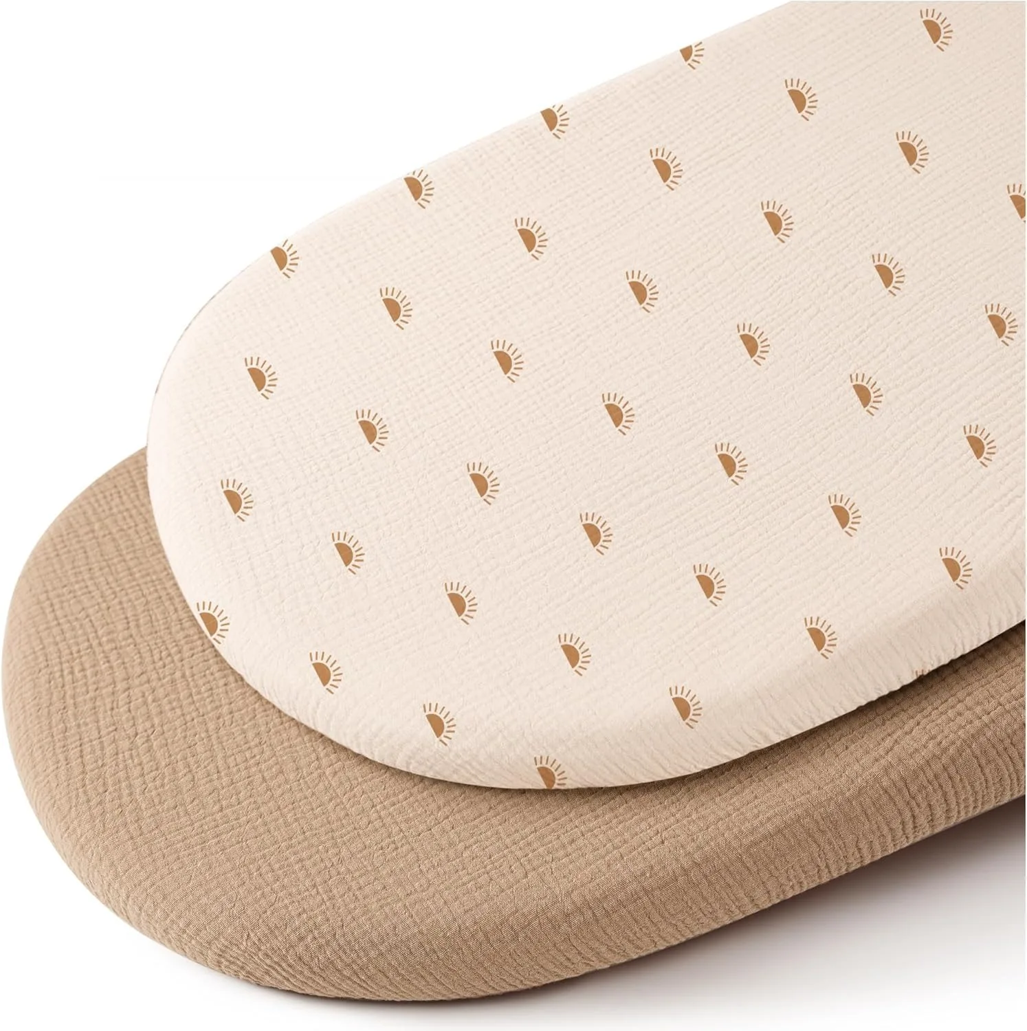 2PCS Baby Bassinet Sheet Muslin Bassinet Sheets Changing Pad Cover 100% Cotton Soft Breathable Fitted Bassinet Mattress Sheets