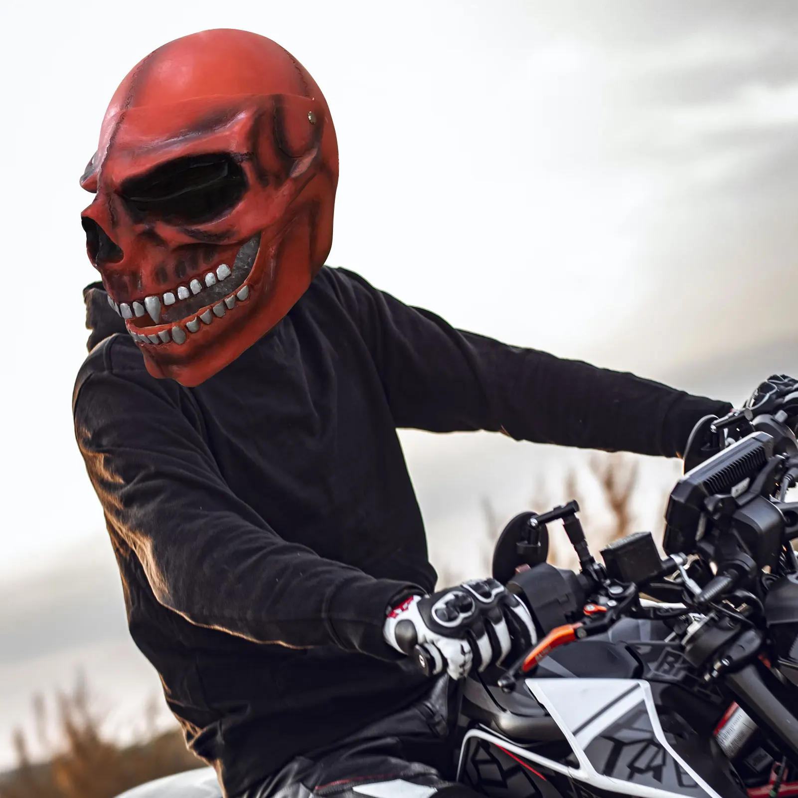 Ghost Skull Helmets Skeleton Skull Helmets With Lens Full Face Skull Skeleton Helmets Motorcycle For Halloween Party Cosplay