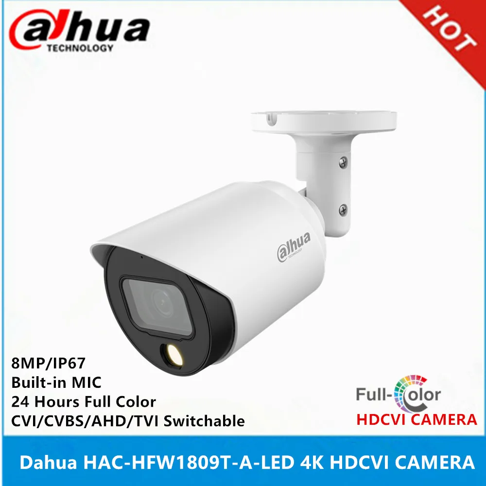 Dahua HAC-HFW1809T-A-LED 8MP IP67 24 hours Full-color  Built in MIC support CVI/CVBS/AHD/TVI Switchable HDCVI Bullet Camera