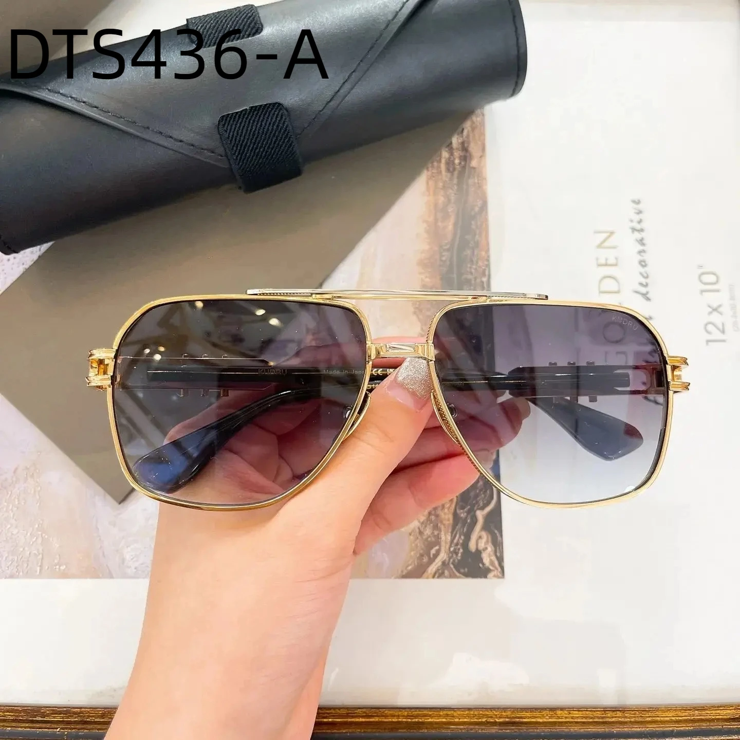 

Original Factory DT KUDRU DTS436-A With Brand Box Retro Gradient Purple Lenses Driving Anti-Glare Luxury Men Women Sunglasses