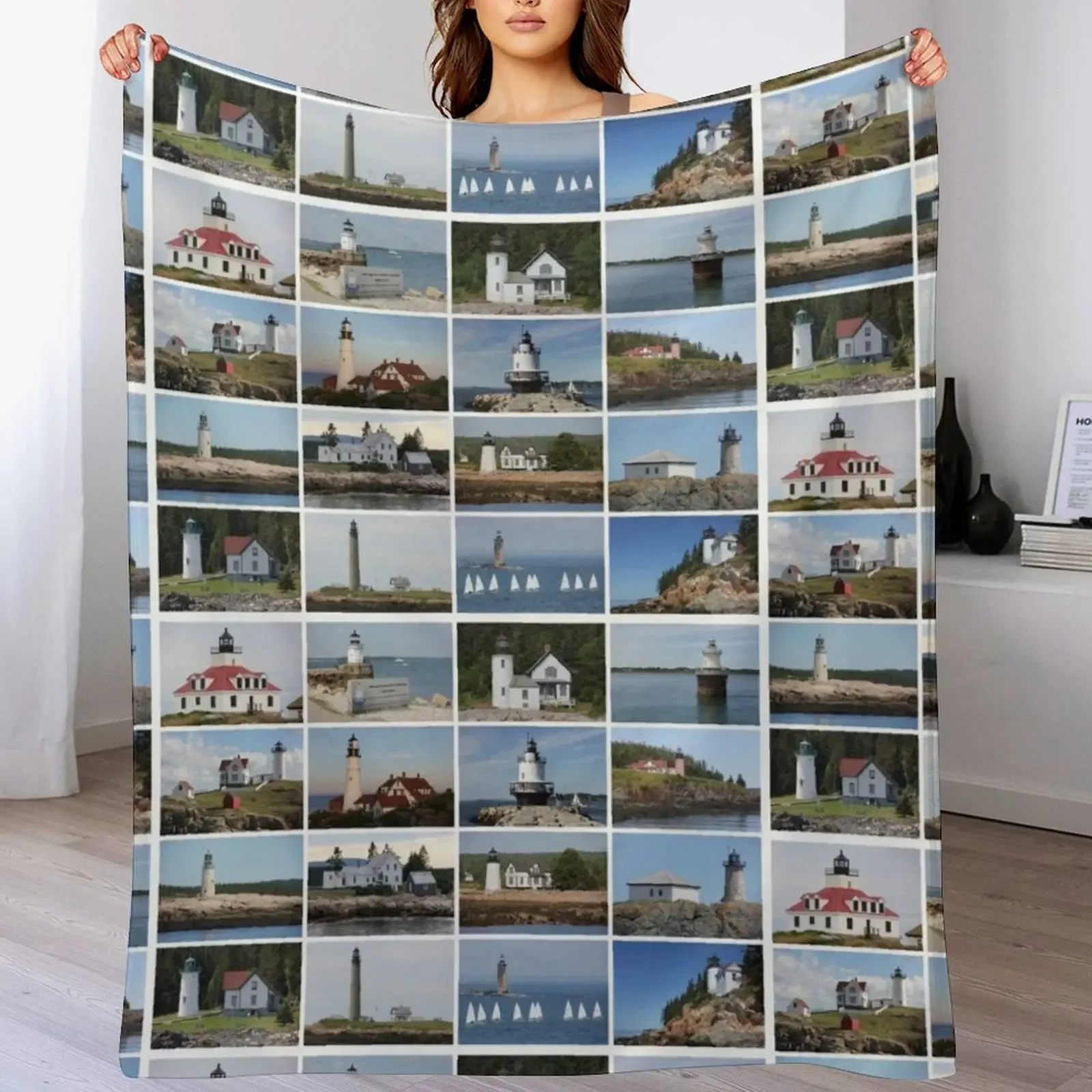 Maine Lights Throw Blanket Soft Comfort Blanket for Reading Watching TV
