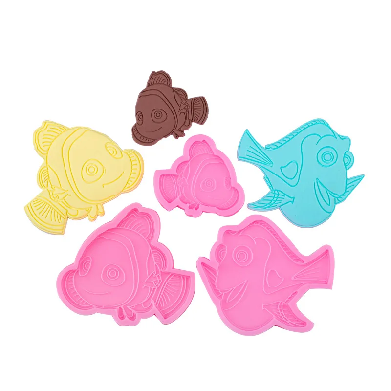 Ocean Series Cartoon Fish Shape Cake Decoration Silicone Mold Chocolate Biscuit Mousse Making Tools