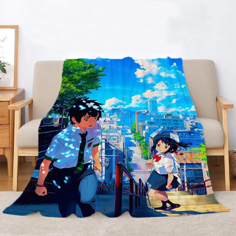 Cute Throw Blanket for Bed Anime Your Name Decorative Sofa Blankets Bedroom Decoration Bedspread the Fluffy Soft Fleece Custom