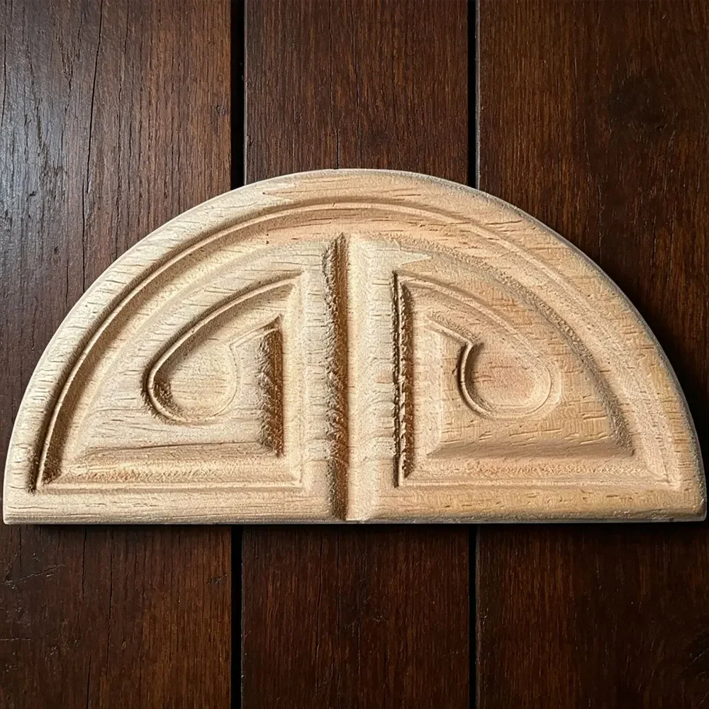 2PCS Wood Carved Furniture Corner Carving Decal Onlay Applique Unpainted Retro Wood Mouldings European Carved Wood Decal