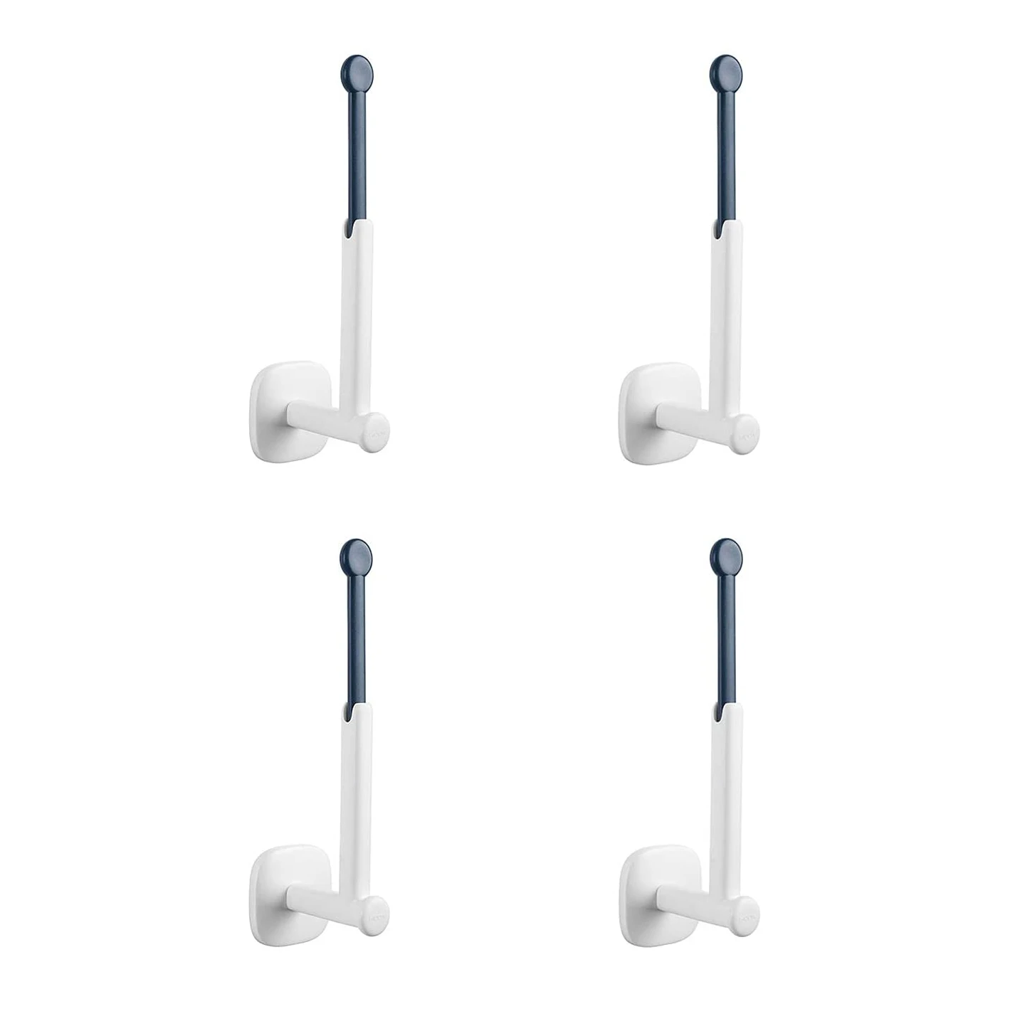 4PCS Adhesive Hooks Wall Hooks Multifunction Rotatable Paper Towel Holder Coat Hooks for Kitchen Bathroom (Blue)