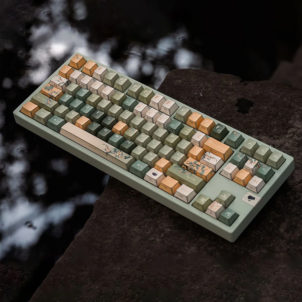 Osmanthus Oolong Folding Shadow Engraved Keycaps Water Chestnut Translucent Keyboard Magnetic Axis Customized PBT Sublimation