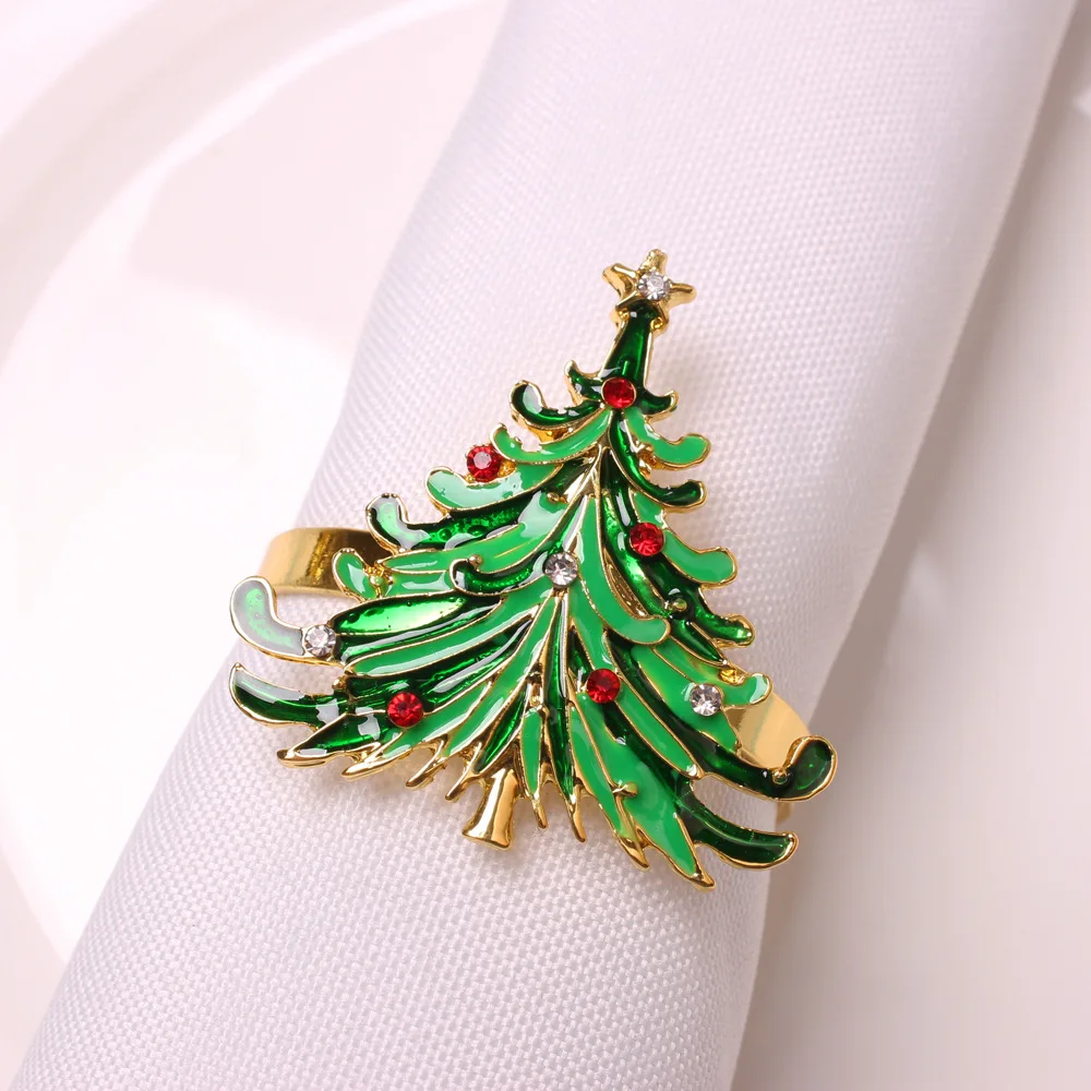 Elk flower Christmas tree napkin ring bell Snow napkin ring Hotel Christmas decoration napkin buckle