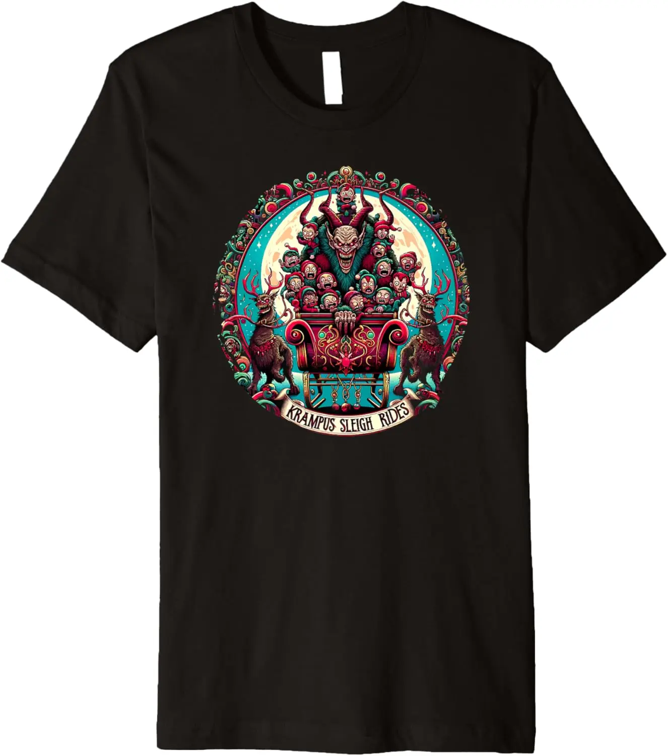 Krampus Sleigh Rides Christmas Horror Vintage Goth Gruss Von Premium T-Shirt