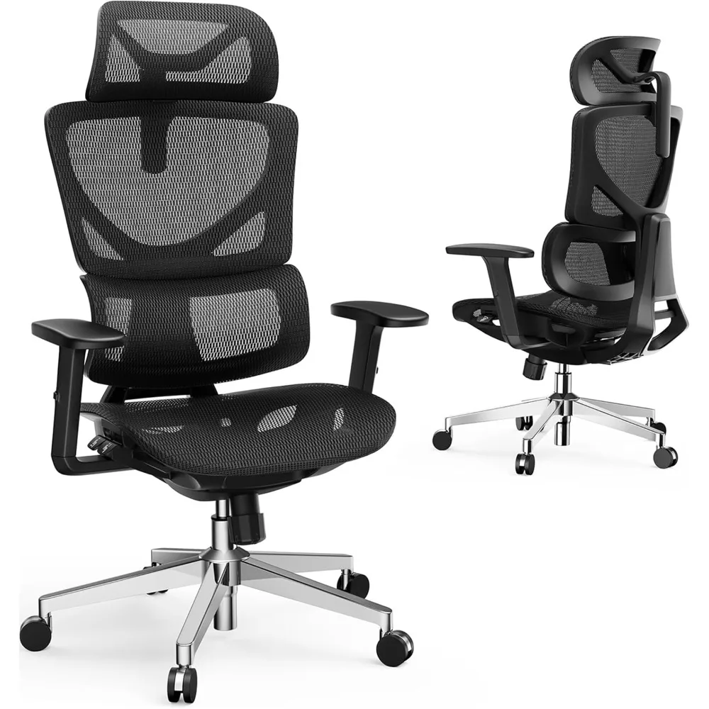 Ergonomic Office Chair,5-Position Adjustable Backrest, C-Shaped Dynamic Lumbar Support, Soft & Breathable Korean Mesh