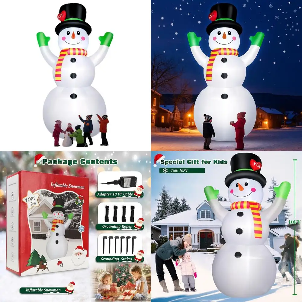 

Giant Outdoor Snowman Inflatable with LED Lights for Christmas Yard and Garden Decor