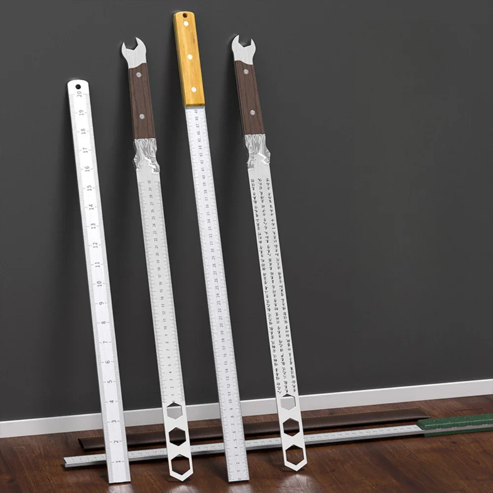 Solid Manganese Steel 5mm Thick Measuring Ruler With Non Slip Handle Designed For Accurate Measurements And Long Term Durability