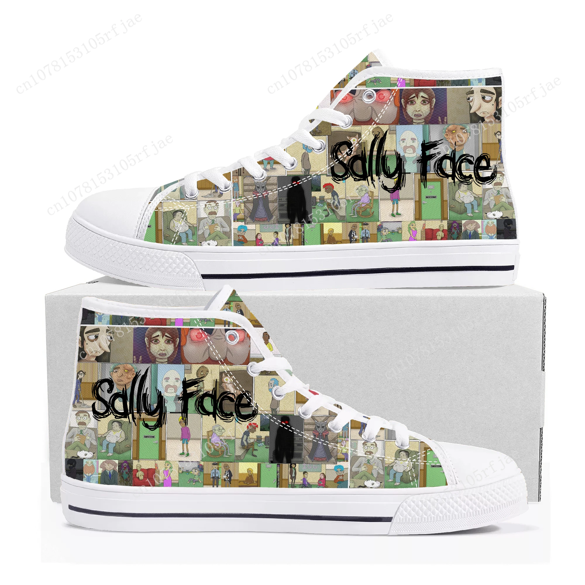 Sally Face High Top Sneakers Hot Cartoon Game Mens Womens Teenager High Quality Fashion Canvas Shoes Casual Tailor Made Sneaker